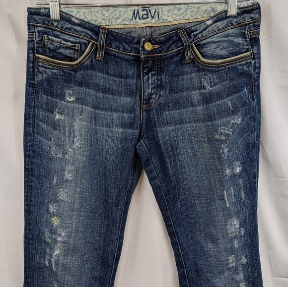 Mavi Olivia Embroidered Straight Leg Jeans Sz 30 - Picture 2 of 13